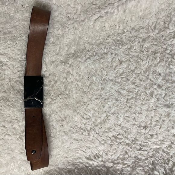 Puma Brown Leather Belt with silver tone Buckle women’s Size Large. main image 7